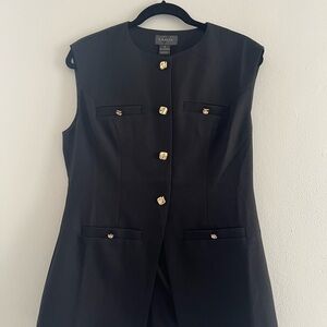 Gracia Black Sleeveless Blazer with Gold Buttons